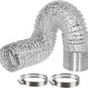 SunStream 12 Inch 25 FT Dryer Vent Hose Flexible Aluminum Ducting Dryer Vent Exhaust Duct Hose for HVAC Ventilation Include 2 Clamps