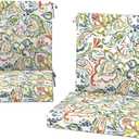 DYTXIII Outdoor Midback Chair Cushions Set of 2-20"x17" Water Repellent & Fade-Resistant Patio Seat Cushions with High-Resiliency Foam, Non-Slip Ties for Dining, Balcony Furniture-Paisley Botanical, 20"x17"/20"x19"