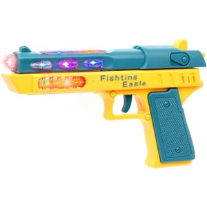 Light Up Pistol Toy - Hand Gun Toys with Dazzling Electric LEDs Light & Fighting Sound & Unique Telescopic Action, Great Party Favor, Gifts for Boys and Girls (Batteries Not Included) (Green/Yellow)