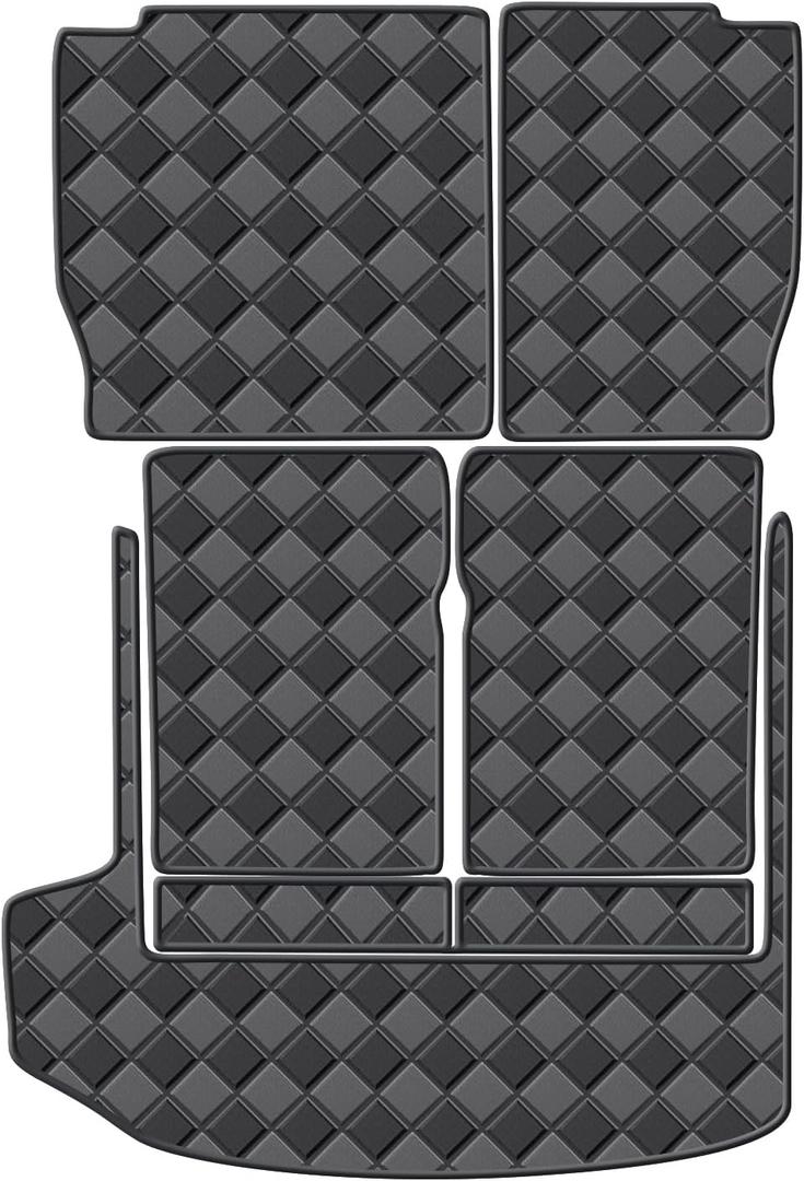 Cargo Mat for Cadillac XT6 2020-2026 7 Seats Trunk Mat & 2ND+3RD Row Rear Backrest Mat, All Weather Rear Cargo Liner Back Seat Cover Protector(Available with 3rd-Row Power Folding Seats)