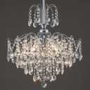 Q&S Modern Crystal Chandelier Chrome Pendant Light 6 Lights for Dining Room Kitchen Island Entryway Bathroom Hallway UL Listed