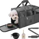 Luxury Pet Carrier for Dogs, Cats, Puppies - Airline TSA Approved, Durable Anti-Scratch Fabric, Soft-Sided, Consistent Airflow, Foldable Design, Cushion Pad, Travel(Grey, Large)