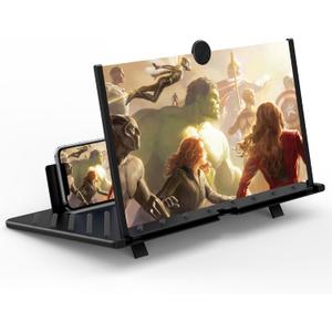 20 inch Screen Magnifier for Smartphone,3D HD Screen Expanders for Movies, Videos, and Gaming, Screen Magnifier with Adjustable Angle Design Amplifier Desktop Magnifying for Seniors Reading(Black)