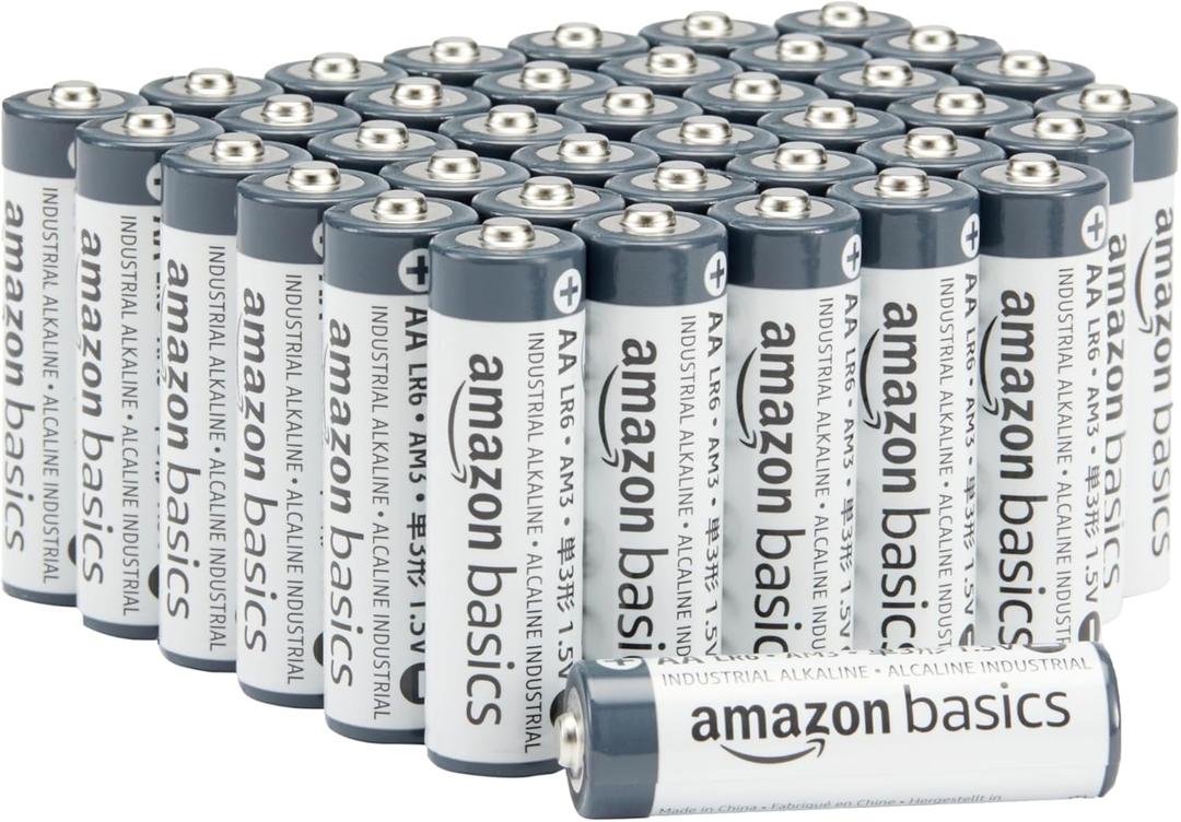 40-Pack AA Industrial Alkaline Batteries, 1.5 Volt, Long-lasting Power, 5-Year Shelf Life