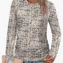 Long Sleeve Shirts for Women Ruched Fall Tops Crew Neck T Shirts Fashion Clothing 2025 Size Small