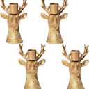 Candlestick Holders Vintage Reindeer Candle Holders, Brass Gold Deers Candle Stick Holders Set of 4 for Table Centerpiece, Mantel & Dining Table Wedding Decor, Festive Christmas Home Decoration