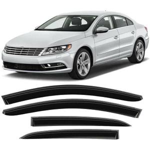 Tape-On Rain Guard 4-Piece for 2011-2018 VW Jetta Sedan Windows Visor Shield Shade Smoke 94985 (black)