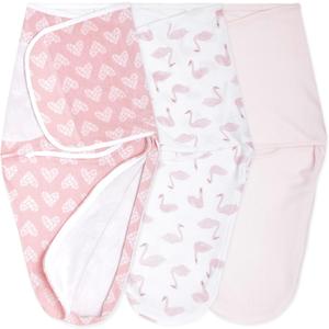 aden + anais Essentials Easy Swaddle Wrap Quick Change with Bottom Zipper, Snug Cotton Knit Baby Wrap Swaddle Blanket for Newborns, TOG 1.0, 3-Pack, Briar Rose, 0-3 Months, Small/ Medium