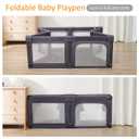 Cholena Play Pen 79"x59" Foldable Baby Playpen with Bottom Play Yard for Contained Play Space, Indoor Safety Fence with Zipper DoorDeep Grey