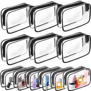 AURUZA Clear Makeup Bag, Portable Travel Toiletry Bags with Zipper, TSA Approved Clear Organizer Bags, PVC Cosmetic Pouch for Airport Airline Compliant