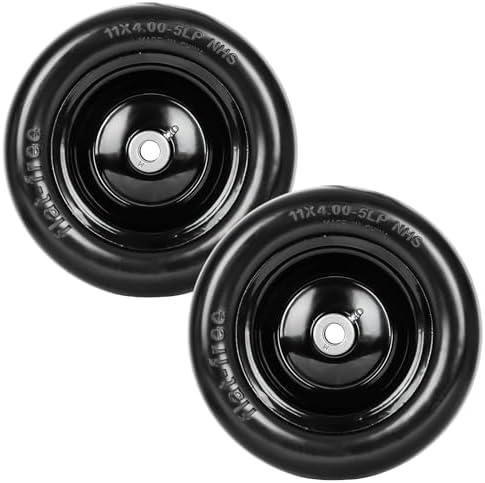 2 PCS 9x3.50" Flat Free Lawn Mower Tire on Wheel, Centered Hub, Universal Fit Smooth Tread Tire for Zero Turn Lawn Mowers, with Universal Adapter Kit