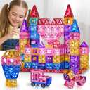 Magnetic Tiles for Kids Toddlers Ages 3-5 4-8 8-10, Magnetic Building Blocks for Kids Ages 4-8 8-12, Educational Magnets Tiles Building Blocks Toys for Toddlers Kids Christmas Birthday Gifts