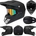 Youth Kids Dirt Bike Helmet Full Face Helmets,Motorcycle Helmets for Boys and Girls 8-14,Includes (Gloves Goggles Mask) 4Pcs Set,Motocross Bike Helmet for Off-Road ATV BMX MX,DOT Approved (Black,L)