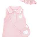 Renotemy Infant Baby Girl Dress Toddler Girl Summer Clothes Outfits Gifts Sport Casual Sundress Polo Dresses for Girls (Pink)