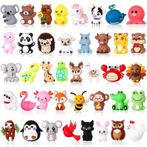 Watersay 40 Pcs 3D Silicone Focal Beads Pens Beads Bulk for Beadable Keychain DIY Crafts Necklace Bracelet Phone Chain Charms Jewelry Making (Animal)