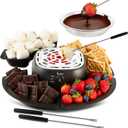 Kusini 2 in 1 Electric Fondue Set & Smores Maker Tabletop Indoor Kit with Removable Trays & 4 Skewers Smores Station Chocolate Melting Pot - Unique Couple Gift Set Idea, Date & Movie Night Supplies