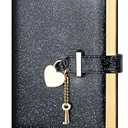 CAGIE Diary with Lock and Key for Girls Ages 8-12 Journal with Lock 296 Gold Edged Pages Heart-Shaped Locked Journal for Women Teen Girls with Gift Box, 5.3 x 7 Inch, Black