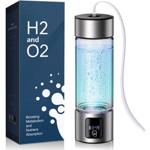 Upgrade 3-in-1 Hydrogen Water Bottle Generator with Display - Industry TOP - 24-Hour Hydrogen Lock | 0 Chlorine & 0 Ozone | 100% Leak-Proof Seal, for Sports and Fitness,with Hydrogen Straw