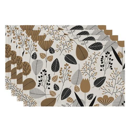 Boho Placemats Set of 4, 12x18 Inch Linen Fabric Place Mats for Kitchen Dinning