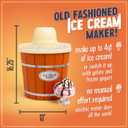 Nostalgia Electric Ice Cream Maker With 4 Qt Capacity- Old Fashioned Ice Cream Machine Makes Frozen Yogurt or Gelato in Minutes- Vintage Wooden Style Ice Cream Maker with Aluminum Canister- Light Wood