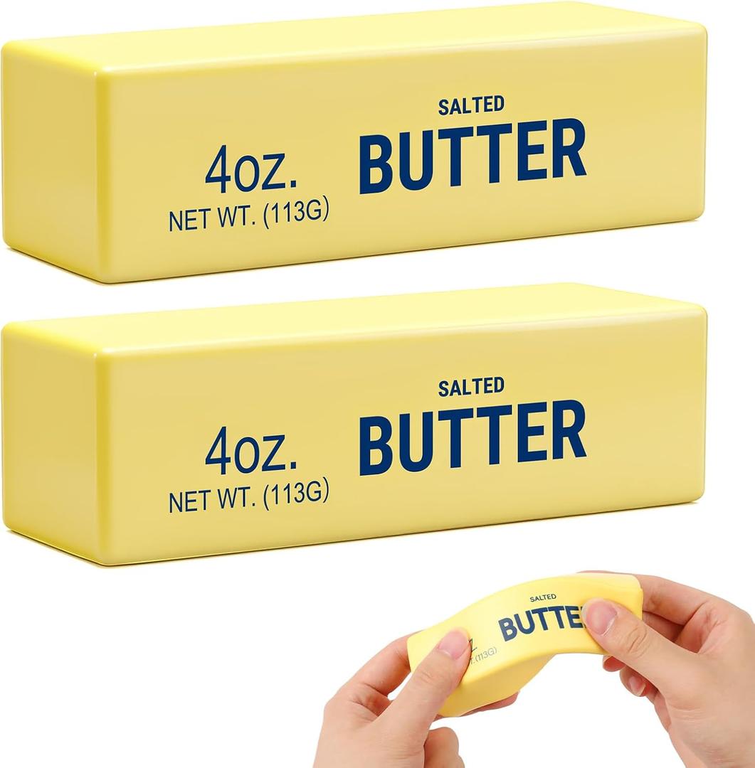 2Pack Slow Rising Dumpling Squishy Butter Squeeze Toys, Slow Rising Squishy,Squeeze Ball Realistic Butter Stick Soft Squeeze Toys for Anxiety and Stress Relief, Party, Gifts