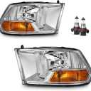 Headlights for 2009-2018 Dodge Ram 1500, 2010-2018 Dodge Ram 2500/3500 (Classic Body Styles Only, Does Not Fit Quad Beam or LED Projector Models) (OE Replacement, Clear Lens I Chrome Housing I Amber Reflector)