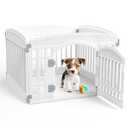 SMUG Dog Playpen 4Panel 24 Inch Safe Secure Indoor Outdoor Pet Fence, Folding Portable 35 x 35 x 24IN, Ideal for Small to Medium Dogs Easy to Clean (White)