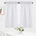 White Curtains 45 inch Long Casual Weave Small Window Curtain Kitchen Bathroom Basement Bedroom Drapes - 30" x 45", White, Set of 2 (60"W x 45"L (Pack of 2))