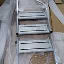 Lippert Victory Step Triple RV Steps for Toy Hauler Patio Systems with Entry Assist Handrail, 300-lb. Weight Capacity, 8" Rise, Anti-Slip Treads, Adjustable Legs/Step Pitch, Easy Storage - 2023024500