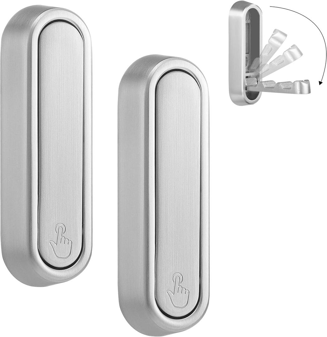 Dntorx Folding Coat Hooks, 2 Pcs Foldable Silver Wall Hooks Heavy Duty Foldable Hook Bathroom Towel Hooks Robe Hooks Wall Mounted for Hanging Coat Towels Clothes Hat Bags Keys