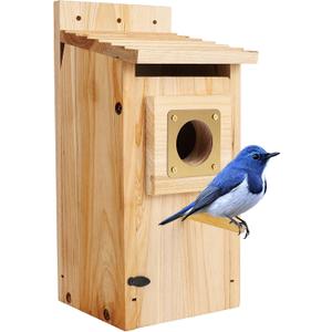 Bird Houses for Outside with Copper Guard,Thicken Wooden Bluebird House Clearance Garden Country Cottages, Nesting Box for Finch Swallow Wren Chickadee Wild Bird Supplies