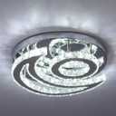 CXGLEAMING 15.7" Modern LED Ceiling Light Flush Mount Crystal Chandelier Light Fixture Round Moon Shape Modern Chandeliers for Living Room Bedroom Bathroom Hallway(3 Color Changeable)