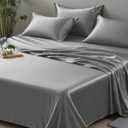 LINENWALAS King Flat Sheet Only - Rayon Derived from Bamboo Silk Bed Sheet, Premium Breathable Cooling Sheet, Soft Top Sheet (King, Light Grey)