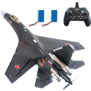 RC Plane Remote Control Airplane RTF 4CH Tail Motor 3D / 6D Stunt Function SU35 Jet Aircraft with Hobby Model 2 Left Hand Throttle, Approx. 525X375X170Mm / 20.7X14.8X6.7In