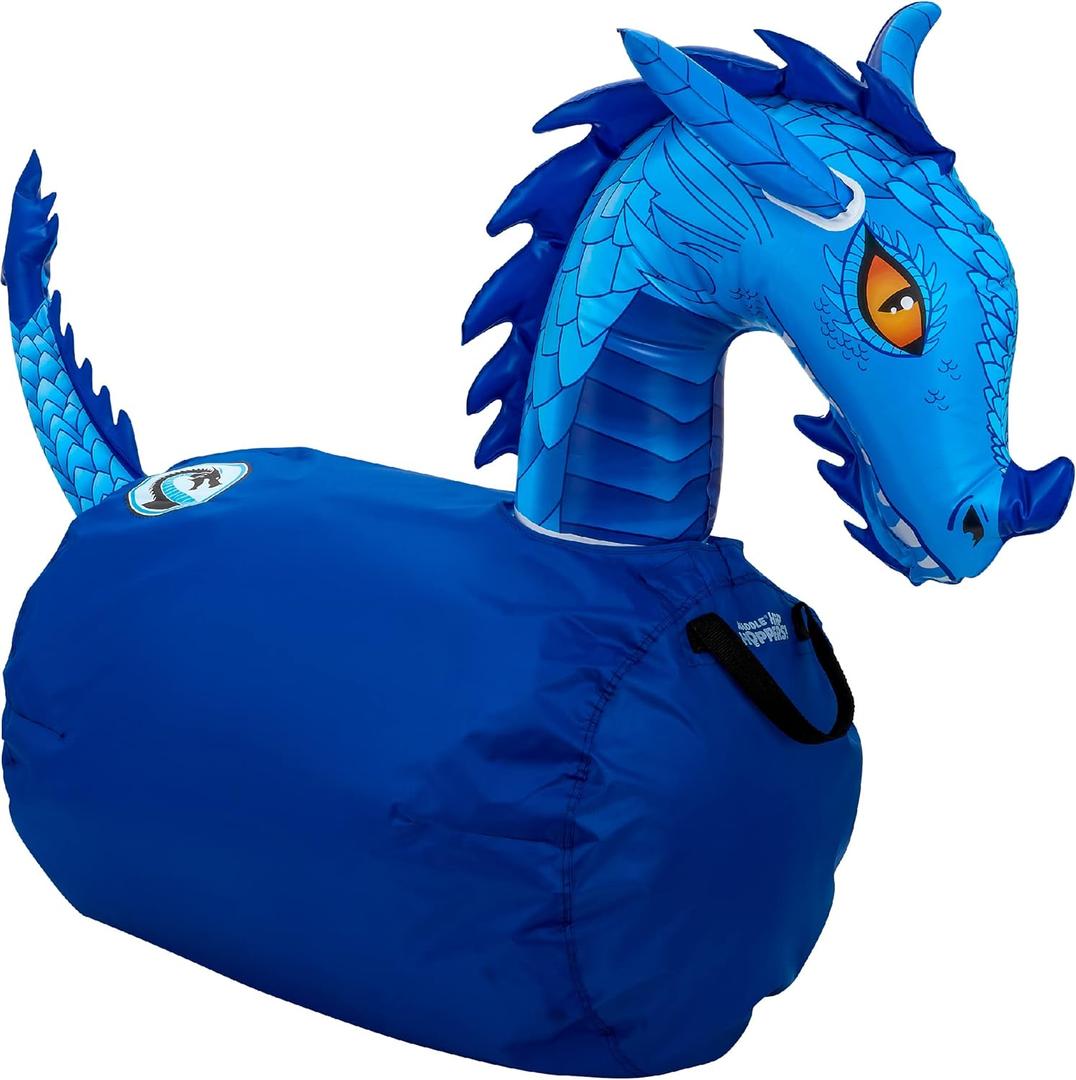 Waddle Hip Hoppers Large Bouncy Hopper Inflatable Hopping Animal Bouncer, Supports Up to 250 Pounds, Ages 5 and Up (Blue Dragon)