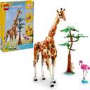 LEGO Creator 3 in 1 Wild Safari Animals, Rebuilds into 3 Different Safari Animal Figures - Giraffe, Gazelle or Lion Toy, Nature Toy, Building Set for Kids Ages 9 Years Old and Up, 31150