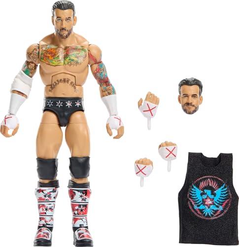 Mattel WWE Elite Collection Top Picks Action Figures & Accessories Set, 6-inch Collectible CM Punk with Swappable Hands & Ring Gear