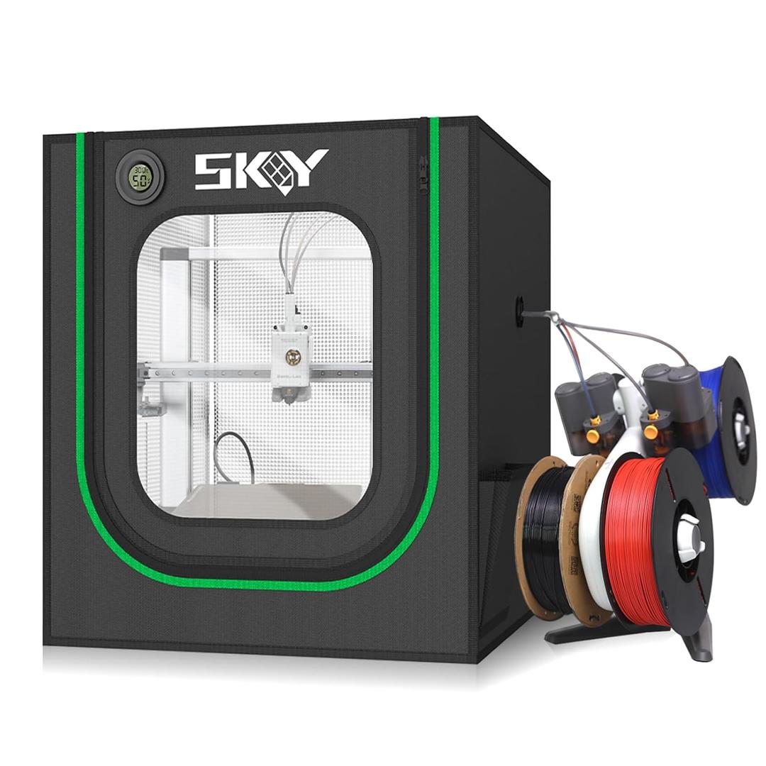 Bambu Lab A1 3D Printer Enclosure with LED Light, Hygrothermograph Fireproof Dustproof Tent Constant Temperature Protective Cover550 * 680 * 600mm