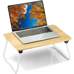 Portable Lap Desk Bed Desk Lap Table Bed Table, Laptop Stand Breakfast Serving Tray, Foldable & Lightweight Mini Table, Lap Tablet Desk for Sofa Couch Floor - - Wood