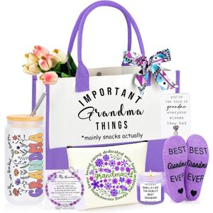 Grandma Gifts, Mothers Day Birthday Gifts for Grandma, Christmas Ideas Present for Grandmother Basket Set of 7