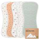 Organic Burp Cloths Baby Boy & Girl - 5-Pack Super Absorbent Cotton Burping Cloths for Babies, Soft & Plush Newborn Spit Up Rags, Infant Towels for Milk Spit Up, Unisex, Large 21" x 10" (Wilderness)