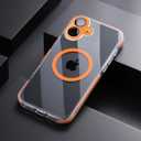 Misscase for iPhone 17 Magnetic Case,[Military Drop Protection] Clear Hard Plastics Cover, Camera Lens Protector,Compatible with MagSafe,Anti Yellowing Full Protection Cases-Orange
