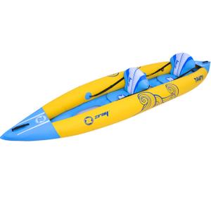 Inflatable Blue and Yellow Zray Tahiti Kayak Set with Paddles, 156-Inch