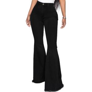 KDF Flare Jeans for Women Women's Bootcut Bell Bottom Jeans High Waisted Stretch Slimming Bell Bottoms Jeans (Size 8, #6_black(wide Bottom))