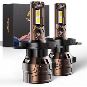 Upgraded H4/HB2/9003 Light Bulbs, 36000LM Super Bright 6500K 800% Brighter, Plug and Play Quick Installation, IP68, Long Service Life with Cooling Fan (Pack of 2)