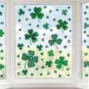 2 x Unique Shamrock Design - St. Patrick's Day Window Clings, 8 Sheets Window Decals Decorations for Home, Office, Classroom, Indoor Spring Stickers Decor