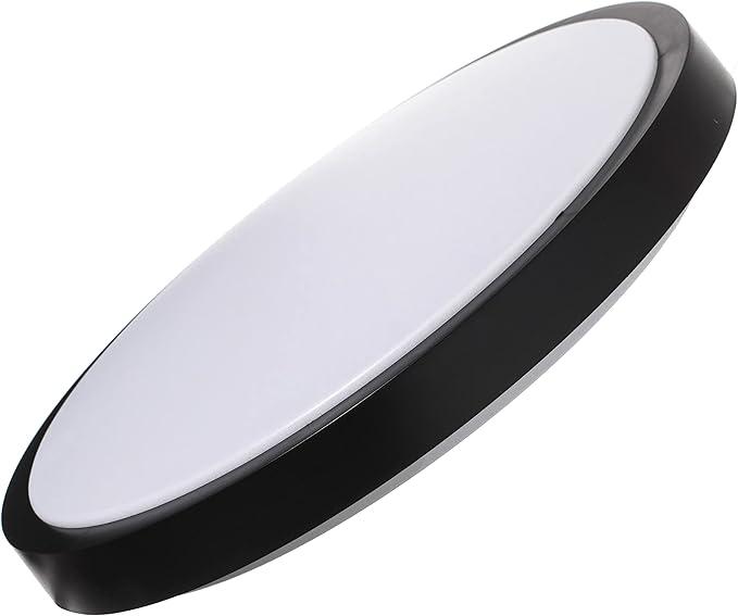 Quickway Imports Modern Round LED Ceiling Light Fixture Flush Mount Lighting, 6500K Daylight White, Energy-Saving with 30,000 Hour Lifetime for Residential and Commercial Space, 15.5" Black Set of 4