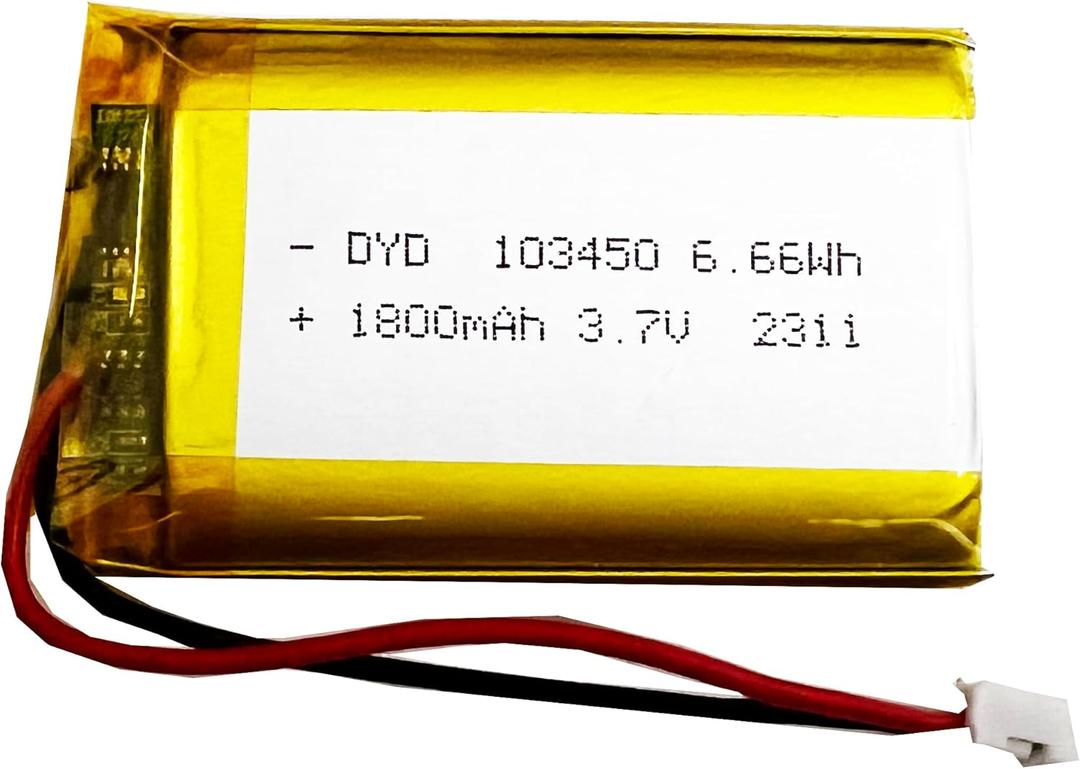 DCH 103450 Lipo Battery with JST Connector for Household Appliances 3.7v 1800mAh