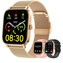 Smart Watch for Women Android/iPhone: Fitness Tracker Smart Watches Answer/Make Call IP68 Waterproof 1.85" Smartwatch Activity Pedometer Heart Rate SpO2 Monitor 120+ Sports Model Gold Women's Watches