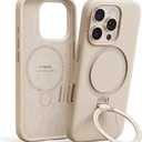 TORRAS Magnetic for iPhone 16 Pro Max Case Silicone with Stand, Fit for MagSafe, 360 Ring Stand with Camera Control, Ostand Q3 Silicone Rubber Soft Case for iPhone 16 Pro Max 6.9'', Dune Beige